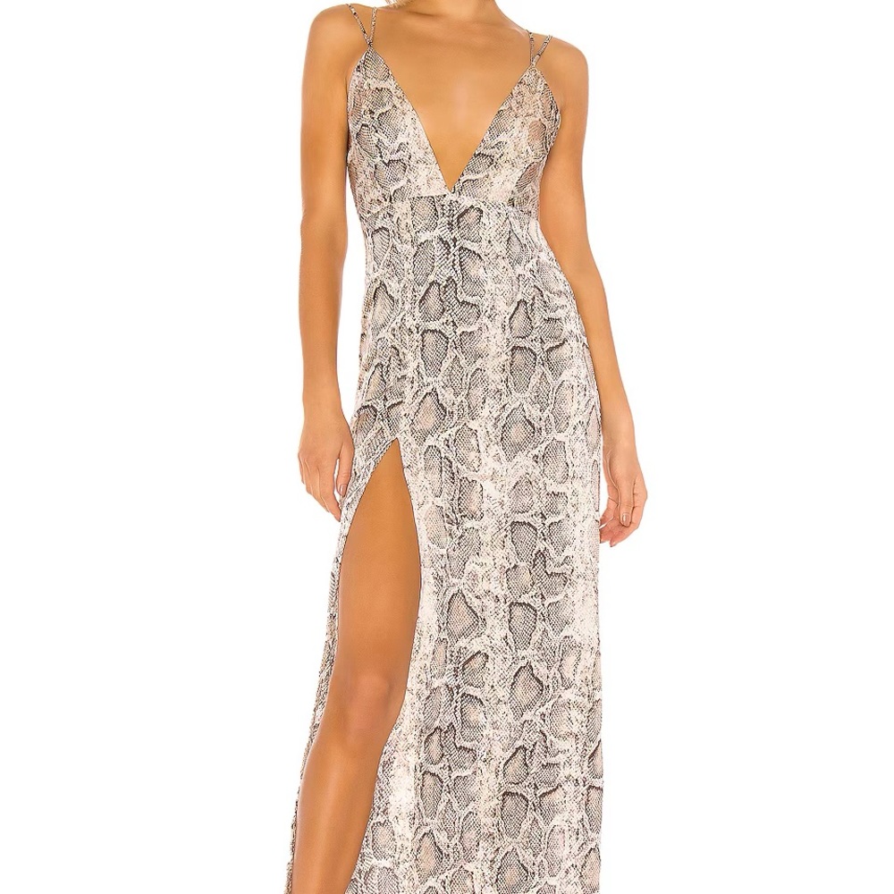 Superdown x Revolve Amina Slit Maxi dress snake print